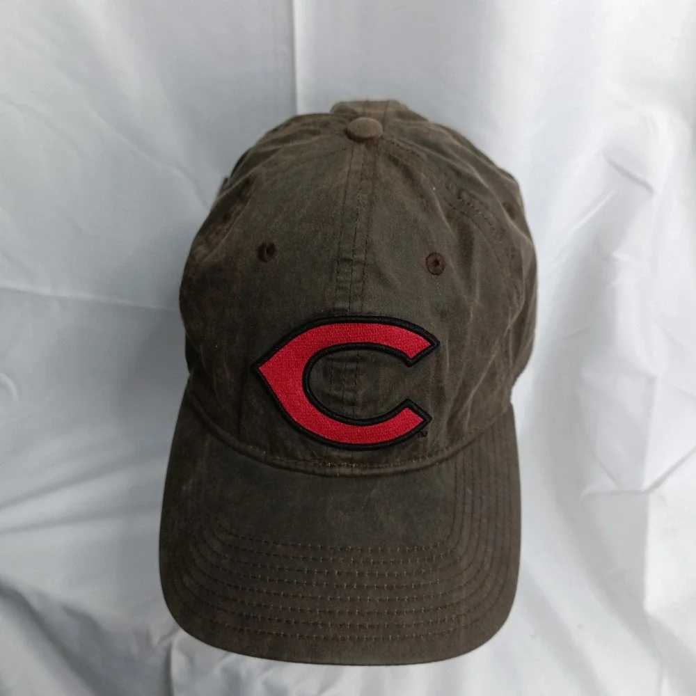 The Game Cincinnati Reds Brown Waxed Canvas Adjustable Baseball Cap Hat #1